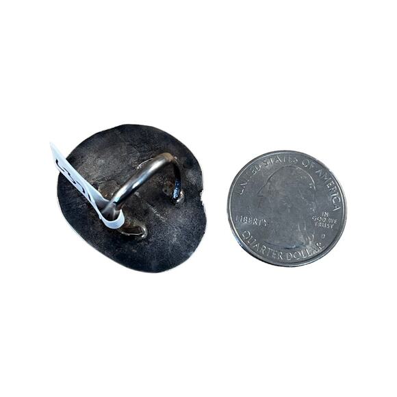 Vintage Blue Turquoise Leaf Sterling Silver Native American Navajo Ring Sz 4.5 - Picture 5 of 10